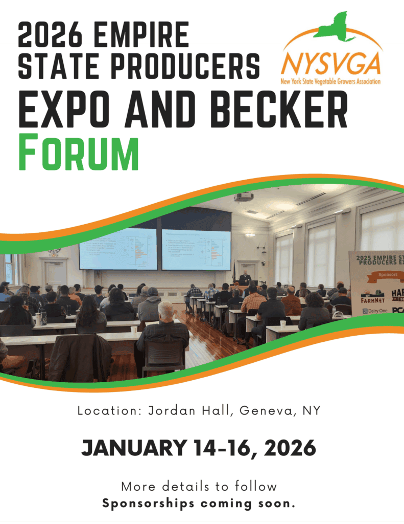 Vegetable growers attending the New York State Vegetable Grower's Association expo and forum at Jordan Hall in Geneva, NY, January 14-16, 2026.
